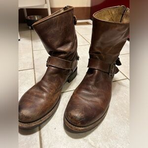 Frye Dark Brown Leather Moto Boots